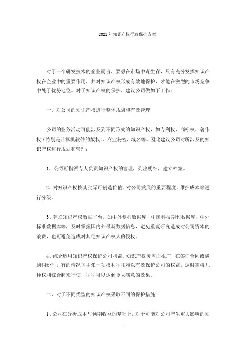 知识产权行政保护方案(最新)