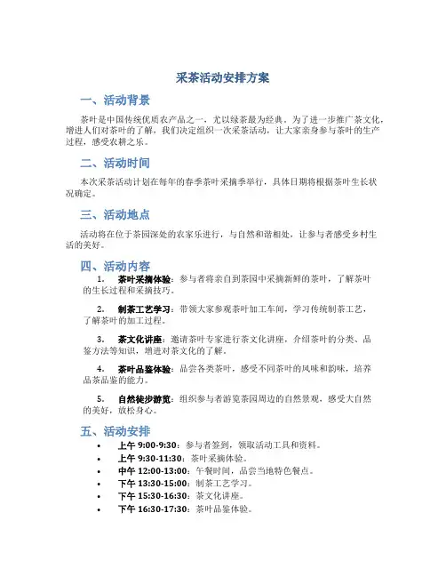 采茶活动安排方案