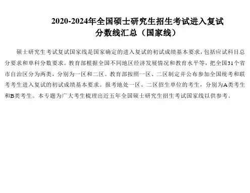 2020-2024年全国硕士研究生招生考试进入复试分数线汇总(国家线)