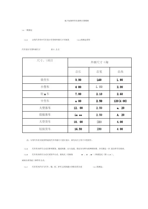 标准地下车库及停车位尺寸