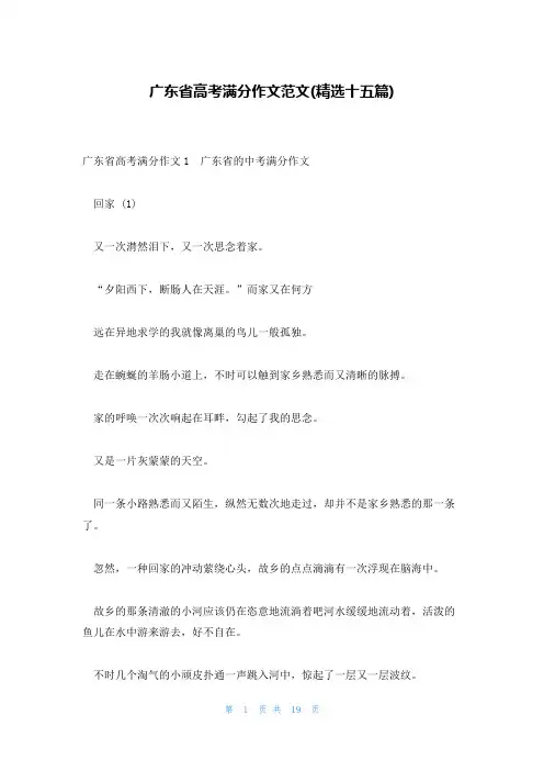 广东省高考满分作文范文(精选十五篇)