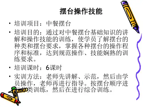 摆台、铺台操作技能课件