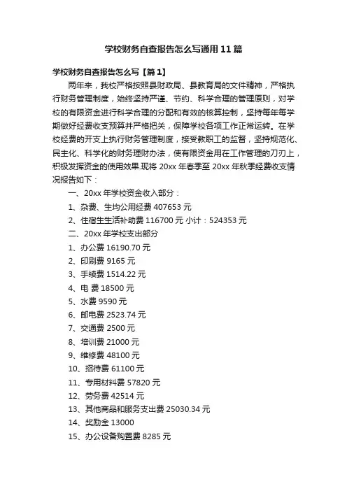 学校财务自查报告怎么写通用11篇