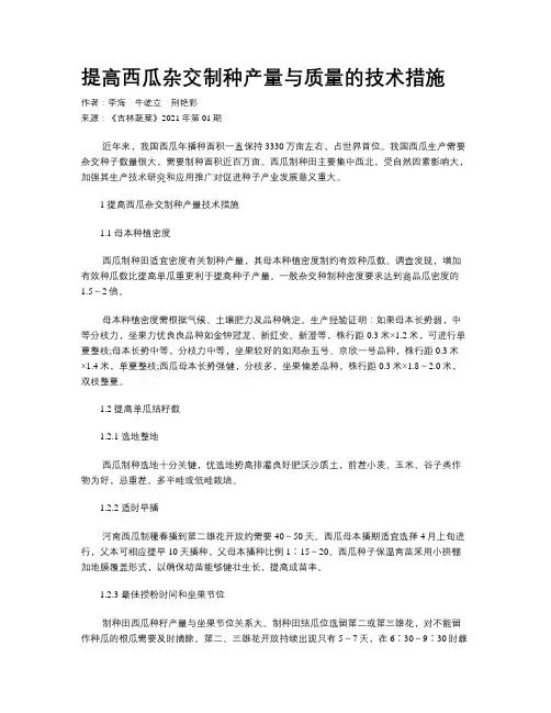 提高西瓜杂交制种产量与质量的技术措施