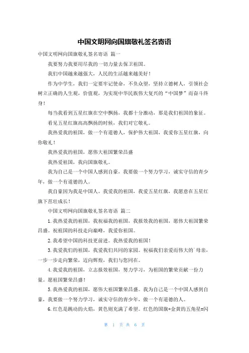 中国文明网向国旗敬礼签名寄语
