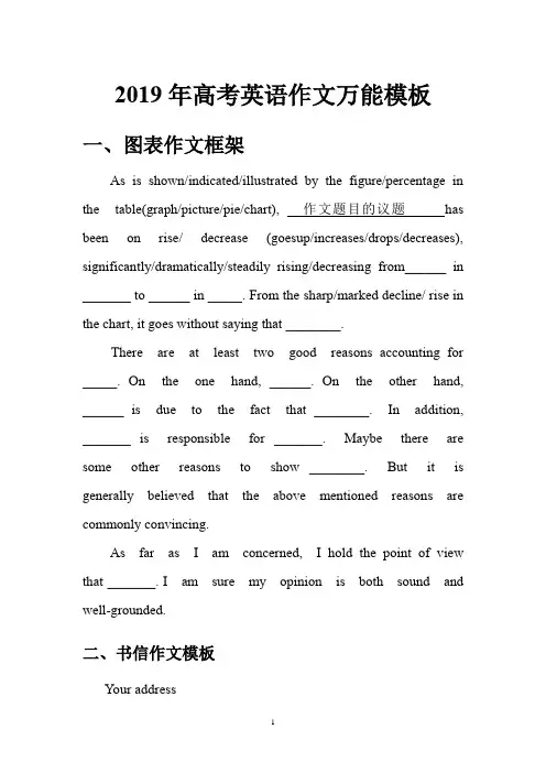 2019年高考英语作文万能模板大全