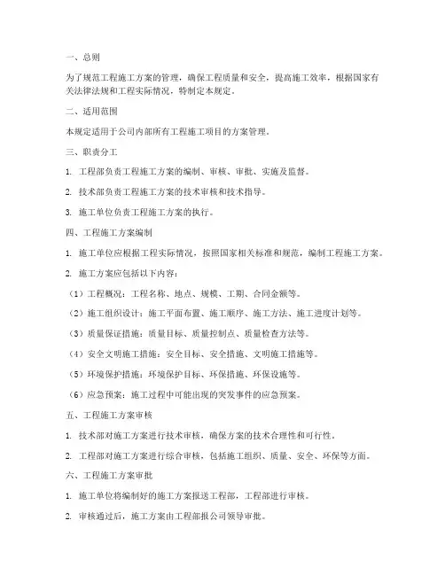 工程施工方案的管理规定