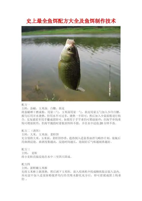 史上最全鱼饵配方大全及鱼饵制作技术