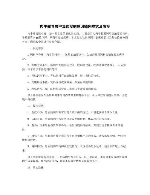 肉牛瘤胃酸中毒的发病原因临床症状及防治