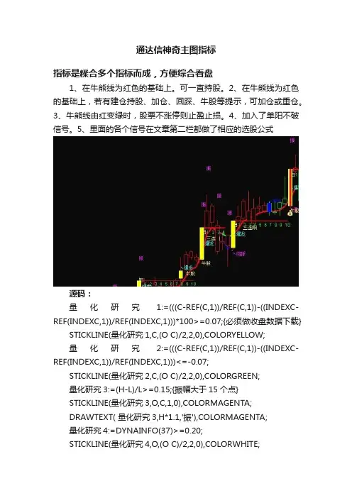通达信神奇主图指标