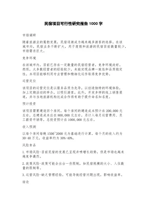 民宿项目可行性研究报告