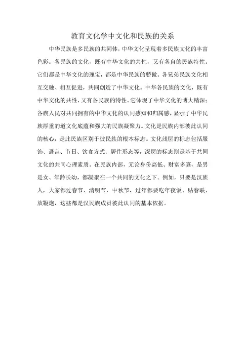 教育文化学中文化和民族的关系