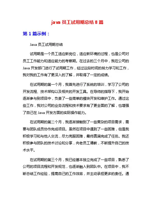 java员工试用期总结8篇