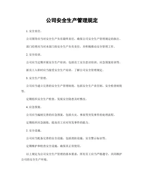 公司安全生产管理规定