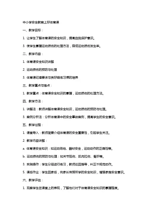 中小学安全教案上好体育课
