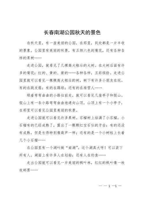 长春南湖公园秋天的景色