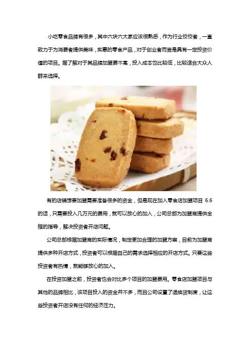 6.6元小零食加盟投资大吗