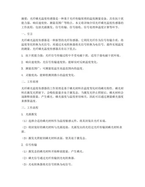 光纤磷光温度传感器工作流程