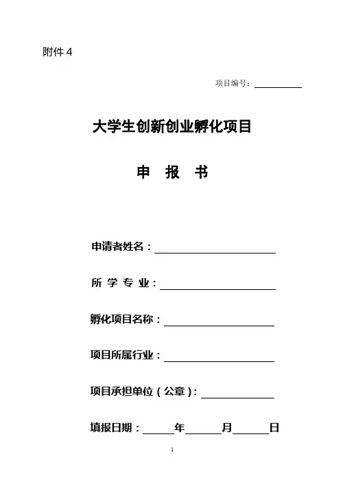 申报书：大学生创新创业孵化项目申报书