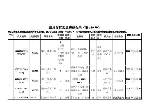 新增省际客运班线公示与许可结果