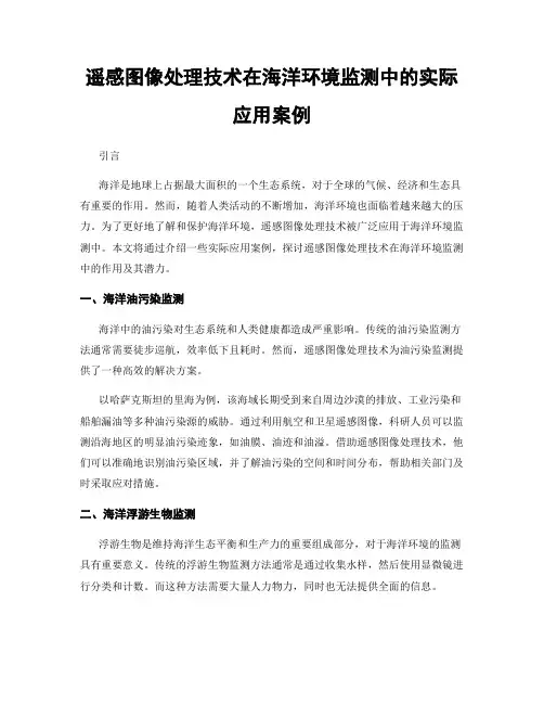 遥感图像处理技术在海洋环境监测中的实际应用案例