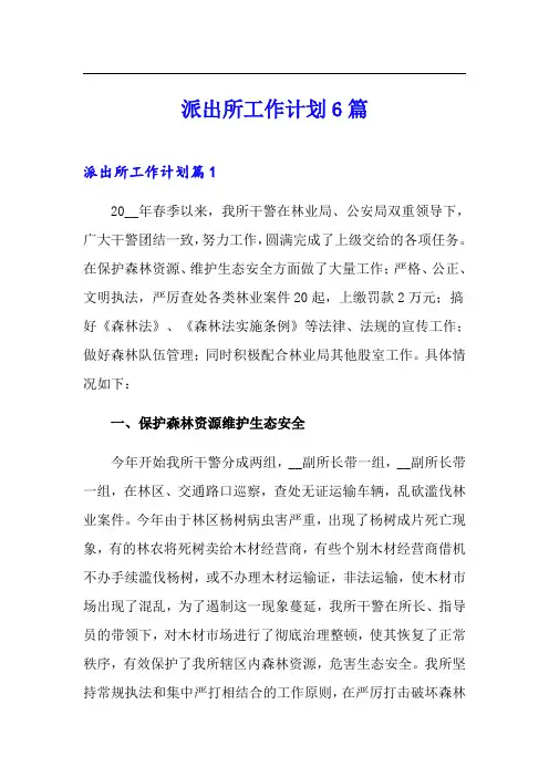 派出所工作计划6篇