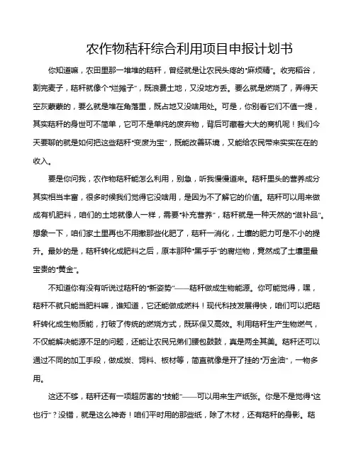 农作物秸秆综合利用项目申报计划书