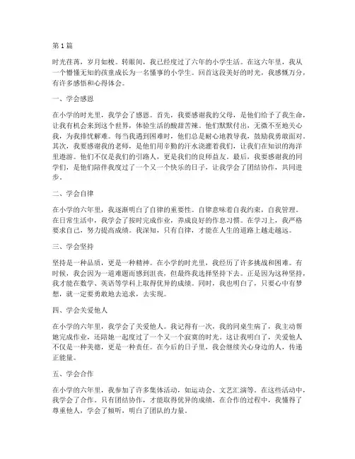 成长感悟心得体会小学(3篇)