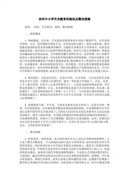 农村中小学艺术教育的现状及整改措施