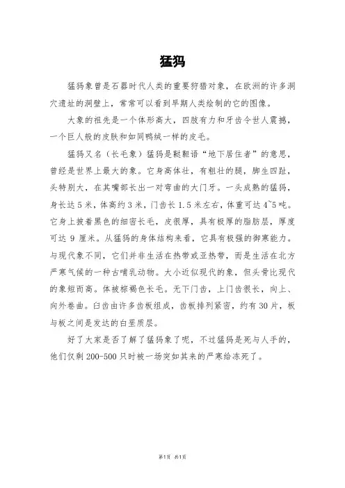 猛犸_四年级作文