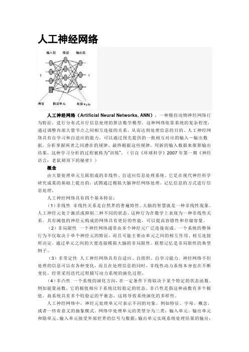人工神经网络基本原理
