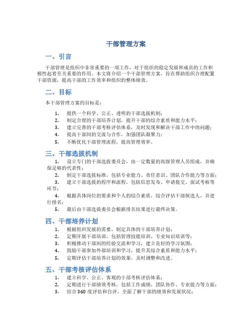 干部管理方案