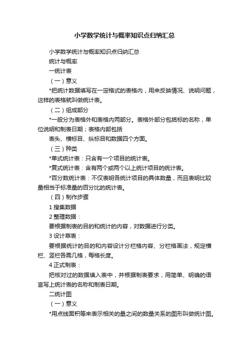 小学数学统计与概率知识点归纳汇总