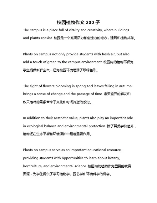 校园植物作文200子