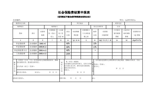 社会保险费结算申报表