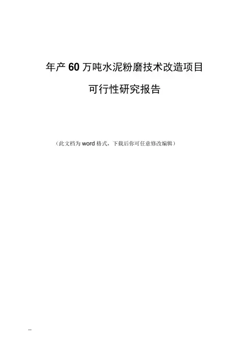 年产60万吨水泥粉磨技术改造项目可行性研究报告