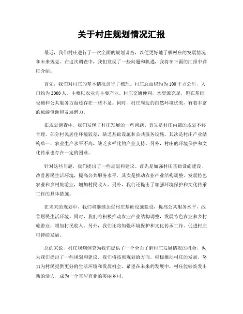 关于村庄规划情况汇报