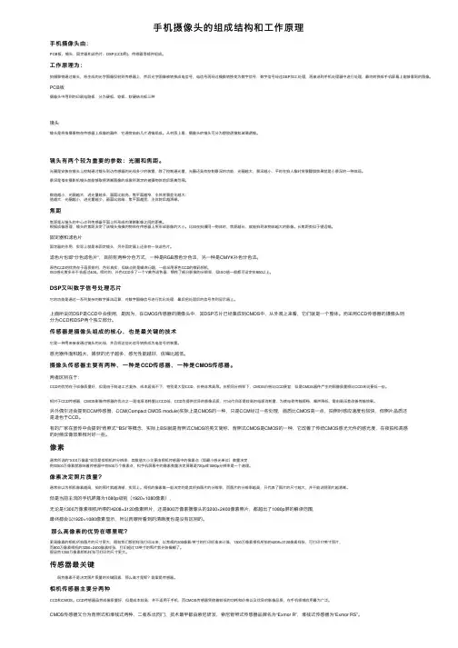 手机摄像头的组成结构和工作原理