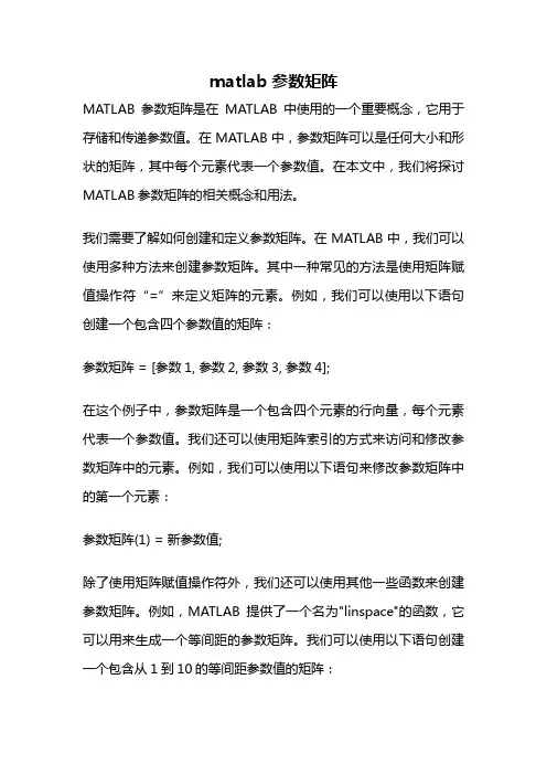 matlab参数矩阵