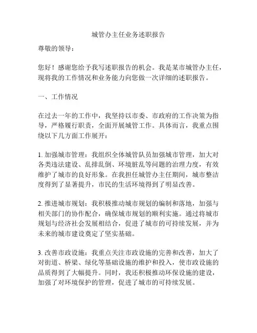 城管办主任业务述职报告