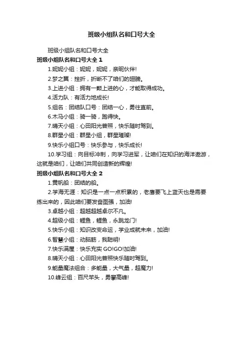 班级小组队名和口号大全