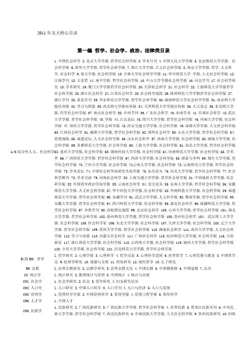 2011年北大核心目录