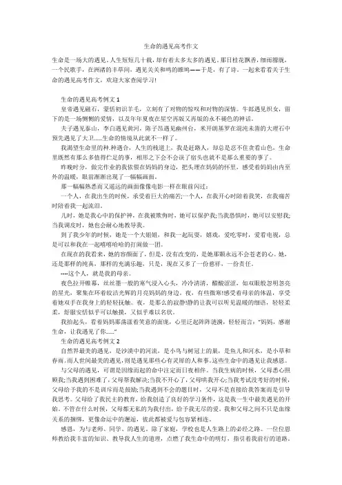 生命的遇见高考作文