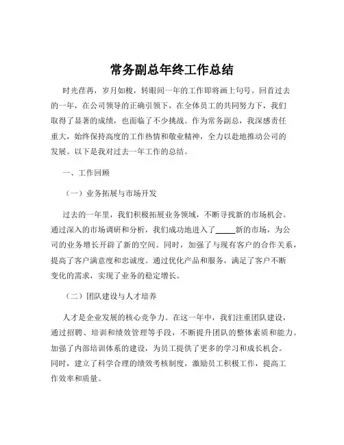 常务副总年终工作总结