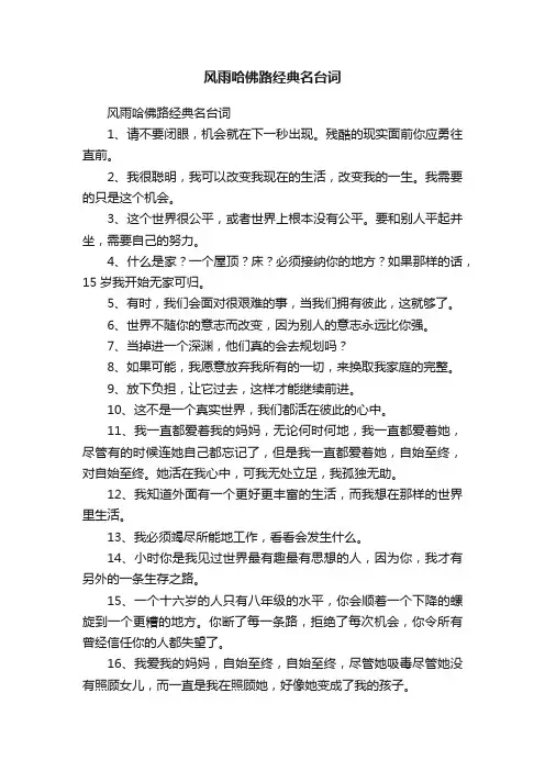 风雨哈佛路经典名台词