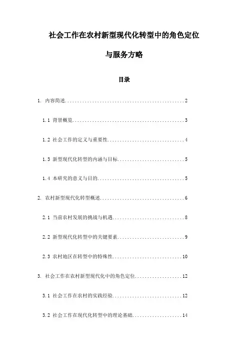 社会工作在农村新型现代化转型中的角色定位与服务方略