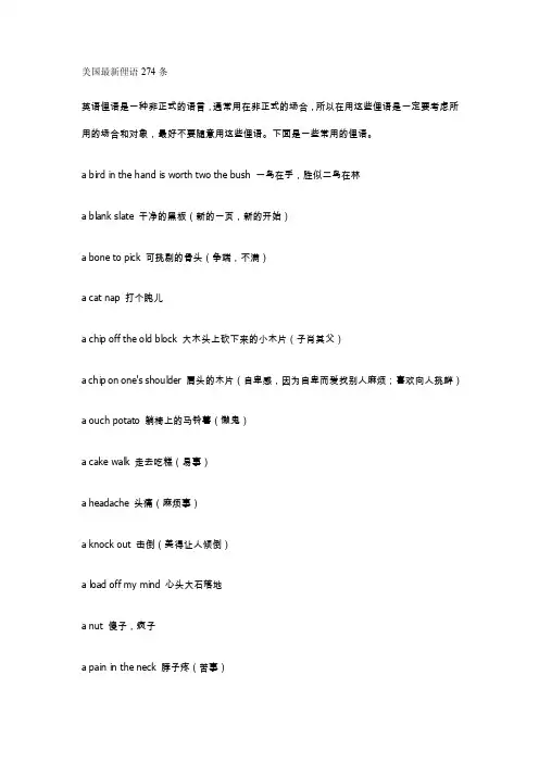 美国最新俚语274条