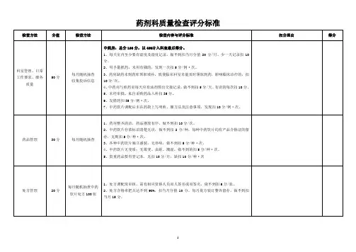 药剂科质量检查评分标准