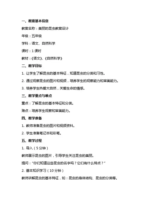 美丽的昆虫教案设计