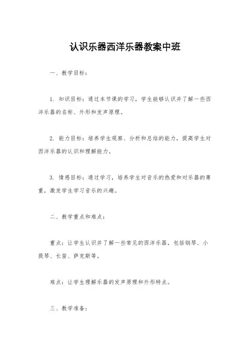 认识乐器西洋乐器教案中班